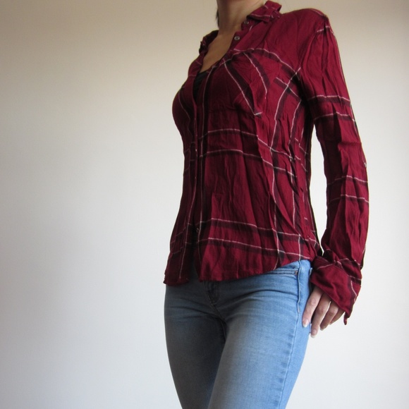 RW & CO. - Red Plaid Blouse - Picture 4 of 6